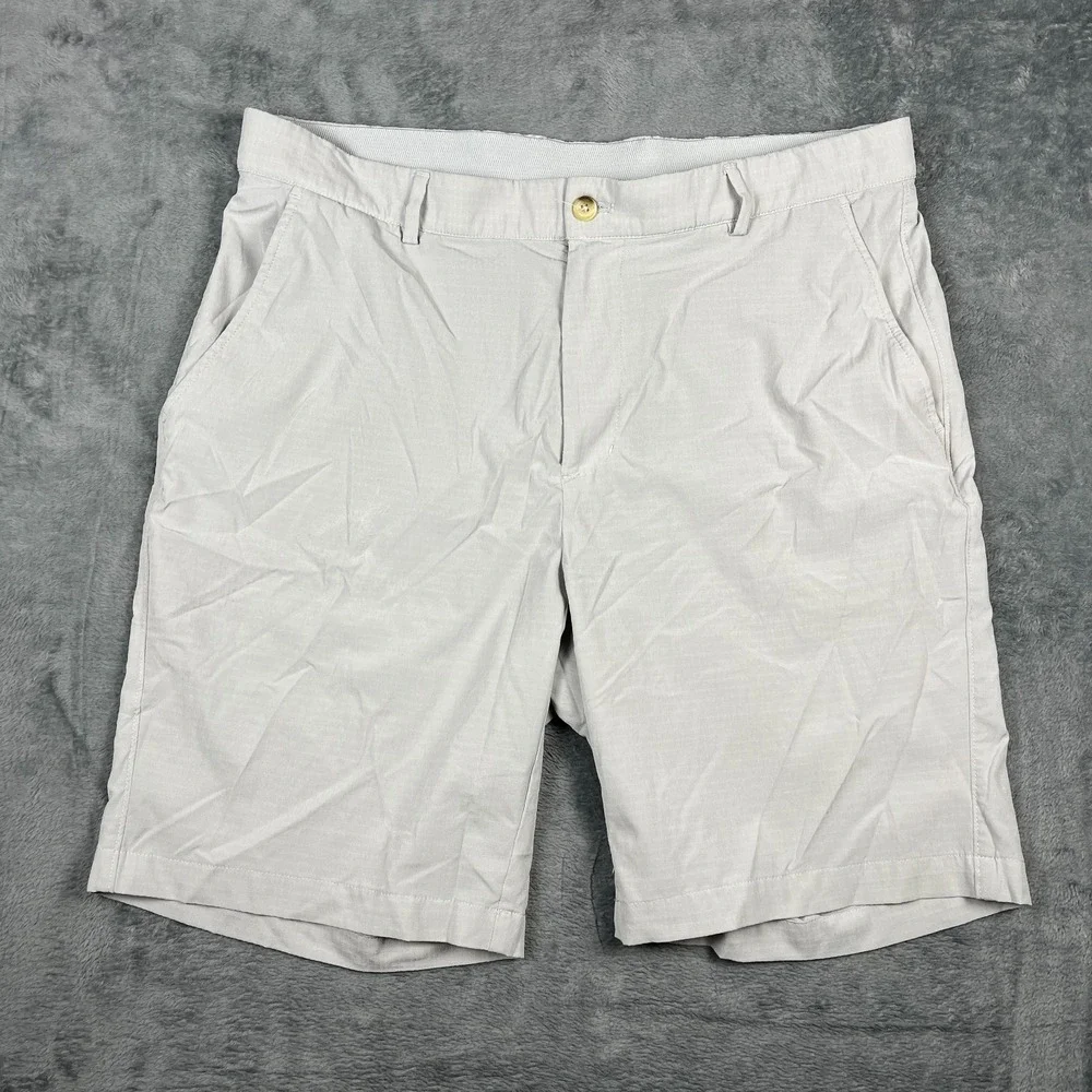 Greg Norman Golf Shorts Mens 36 Gray Classic Stretch Performance Flat Front